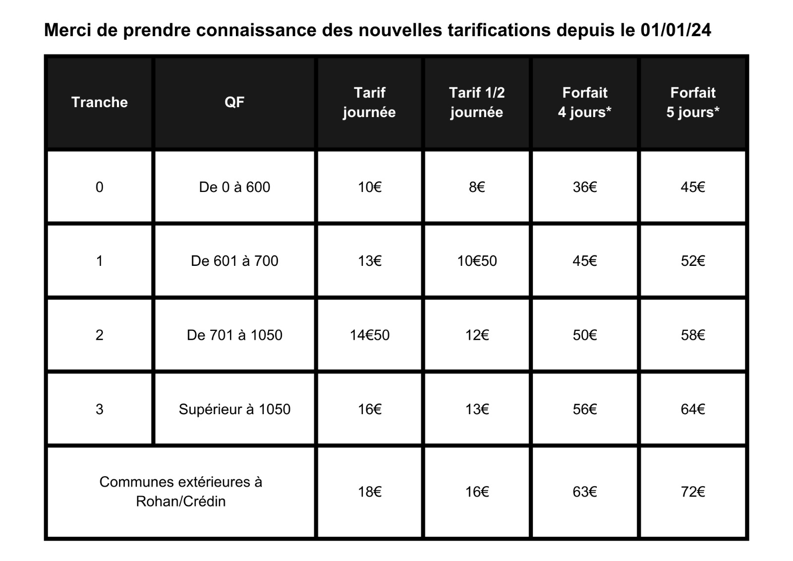 Tarifs Marmoust 2024